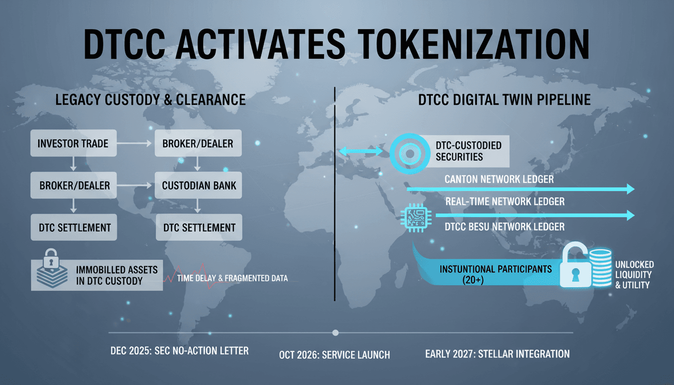 DTCC Activates Tokenization Service for DTC-Custodied Securities with 20 Institutional Participants