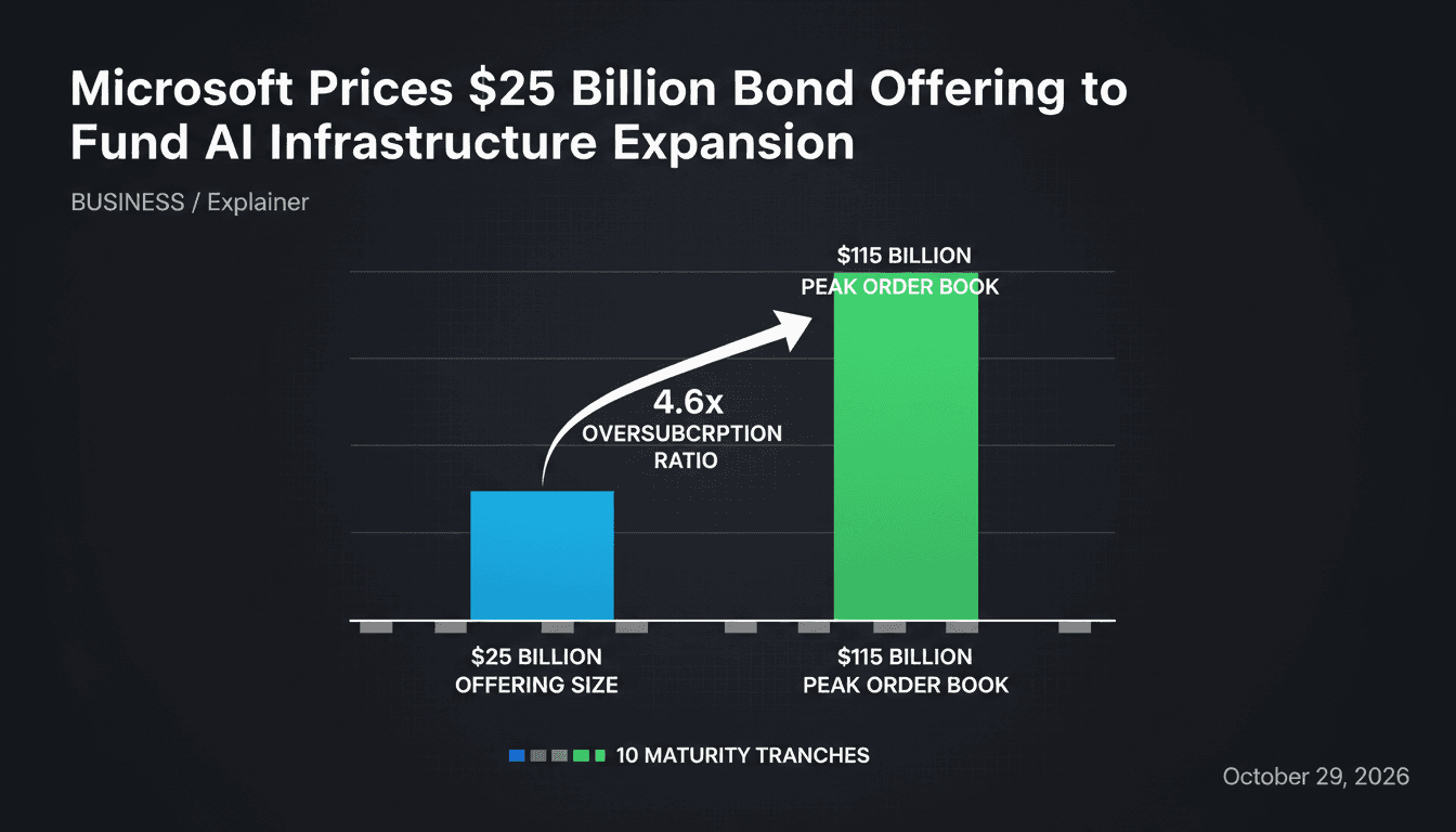 Microsoft Prices $25 Billion Bond Offering to Fund AI Infrastructure Expansion