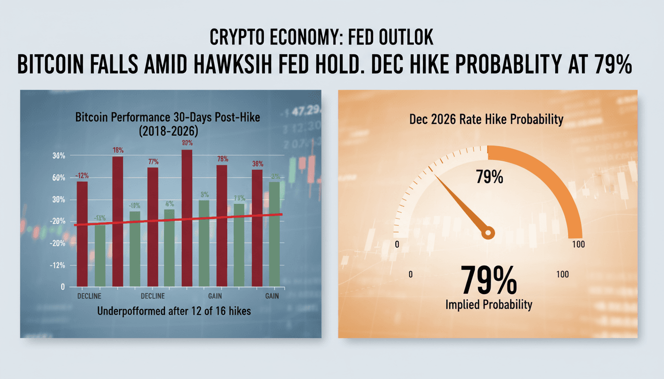 Bitcoin Falls in Month After Fed Holds Rates at 3.75%-4.00% With December Hike Probability at 79%