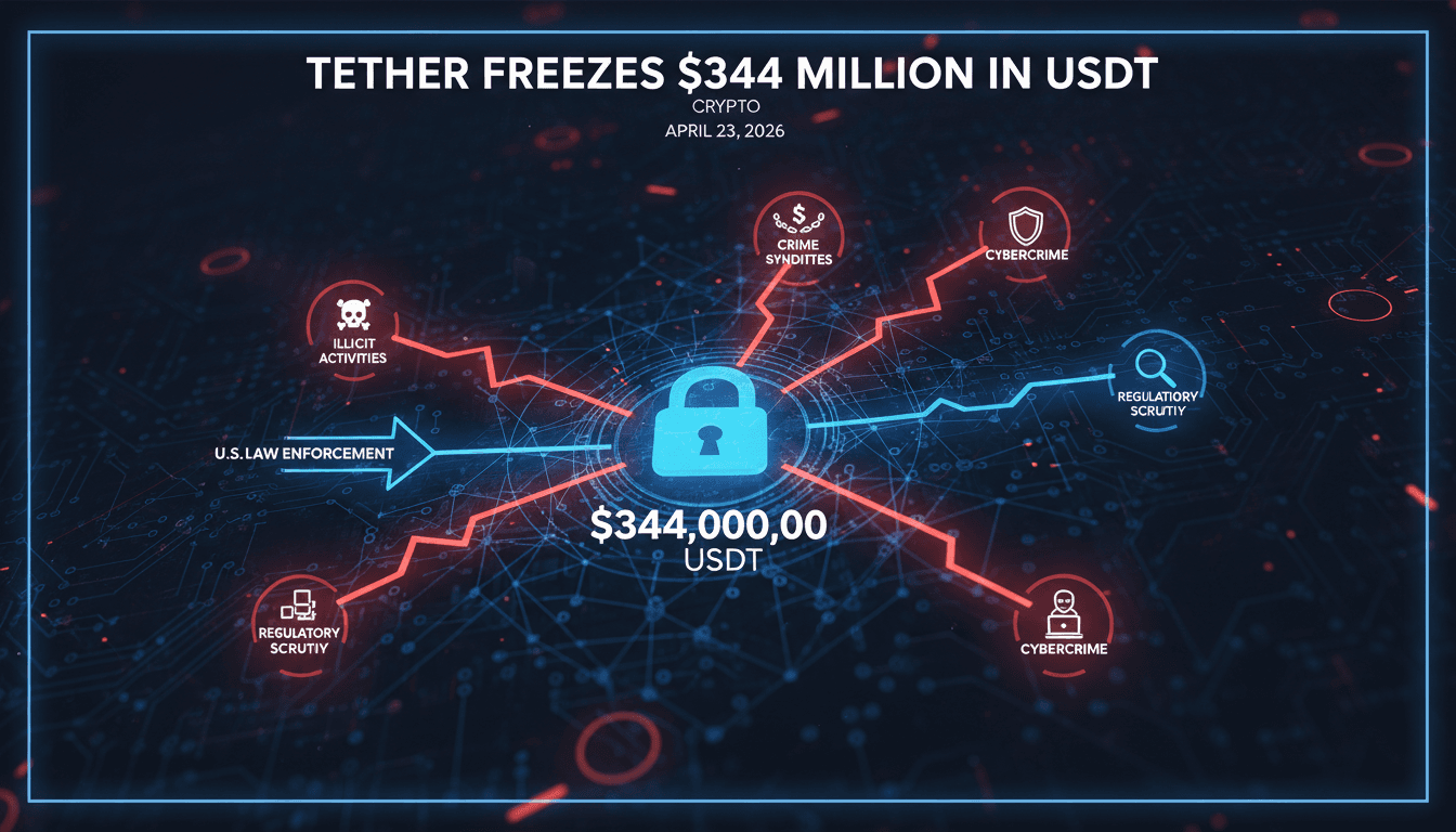 Tether Freezes $344 Million in USDT at U.S. Law Enforcement Request