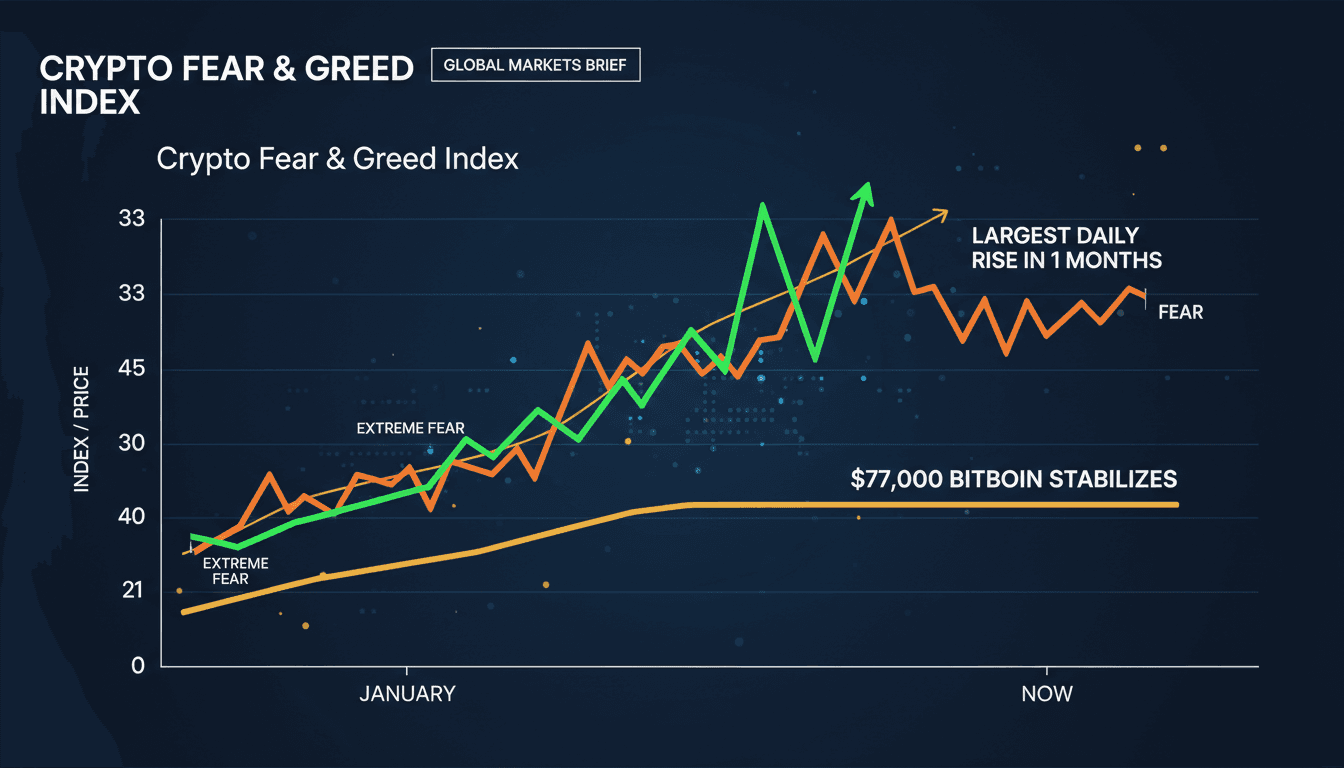 Crypto Fear & Greed Index sees largest daily rise in three months as Bitcoin stabilizes around $77,000
