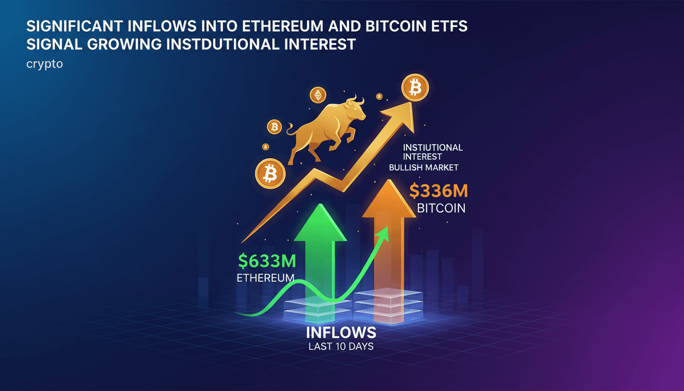 Significant inflows into Ethereum and Bitcoin ETFs signal growing institutional interest in cryptocurrencies