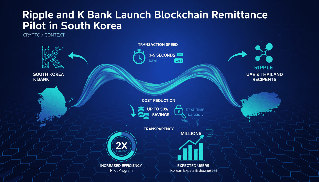 Ripple and K Bank Launch Blockchain Remittance Pilot in South Korea
