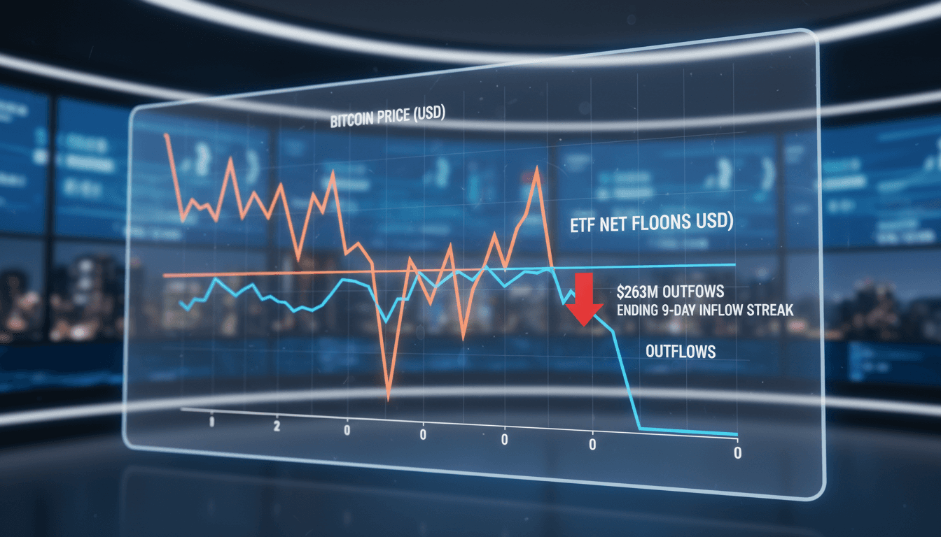 Bitcoin ETFs face $263 million in outflows ending inflow streak