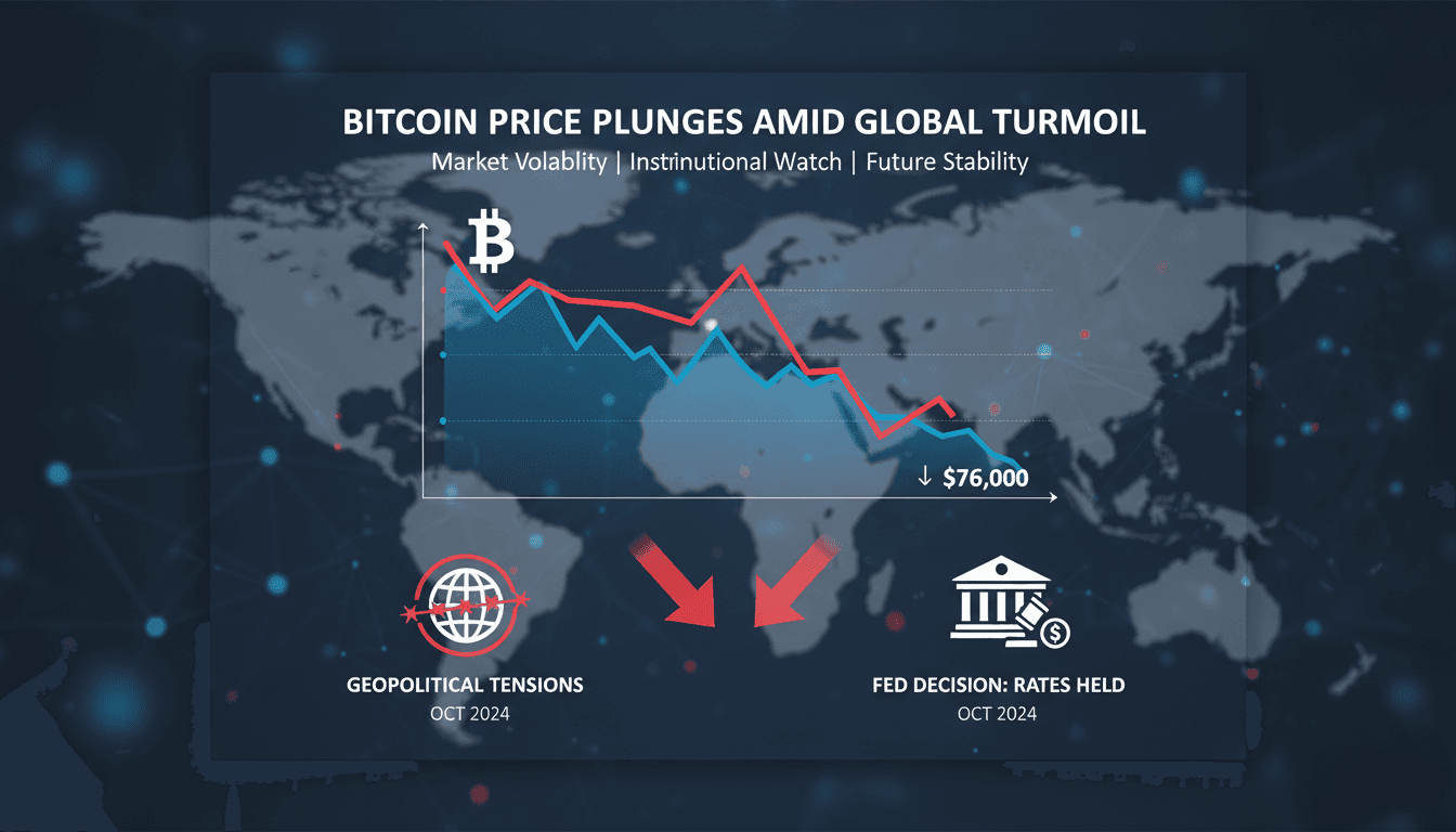 Bitcoin price drops below $76,000 amid geopolitical tensions and Federal Reserve decisions
