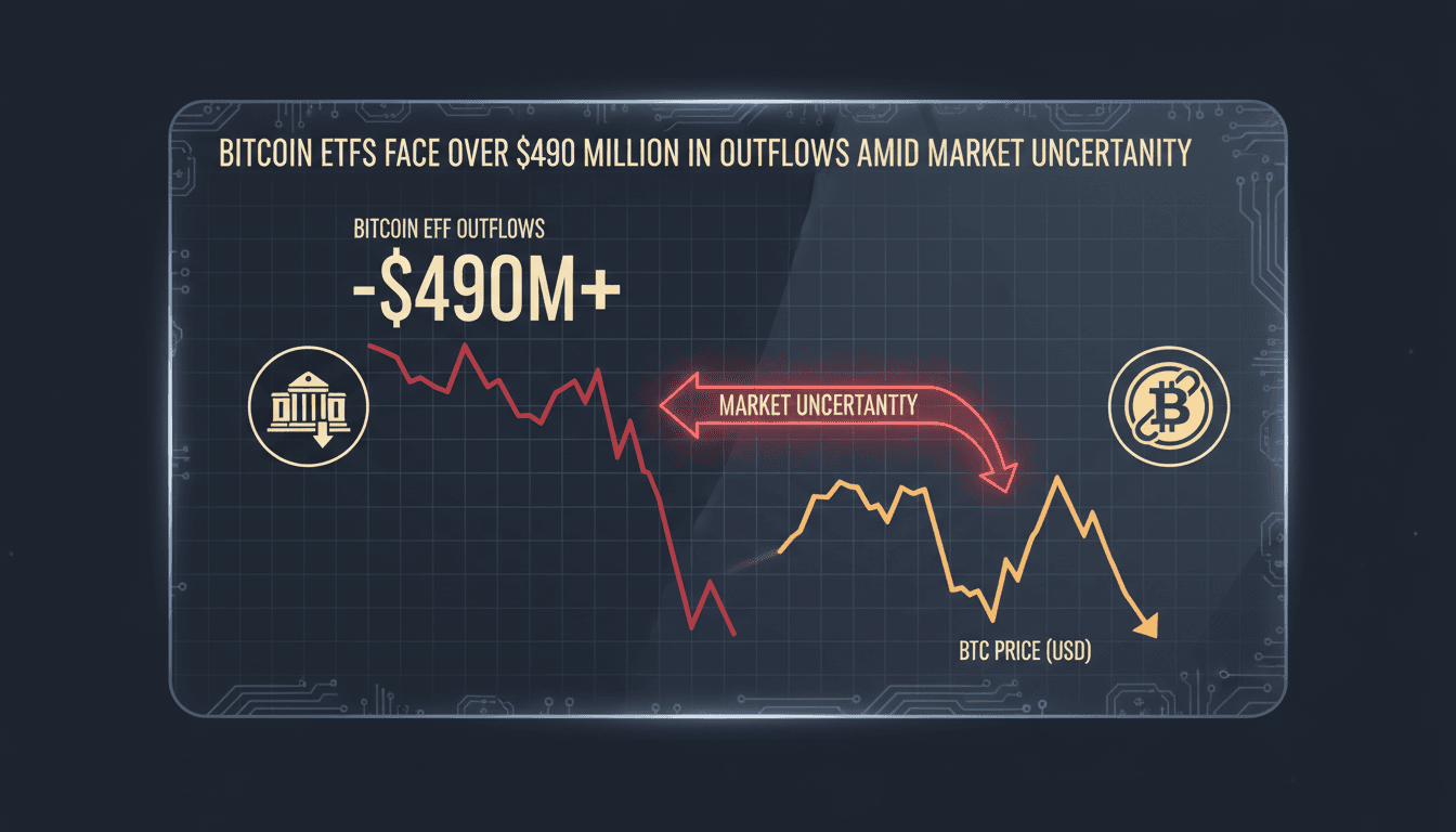 Bitcoin ETFs face over $490 million in outflows amid market uncertainty