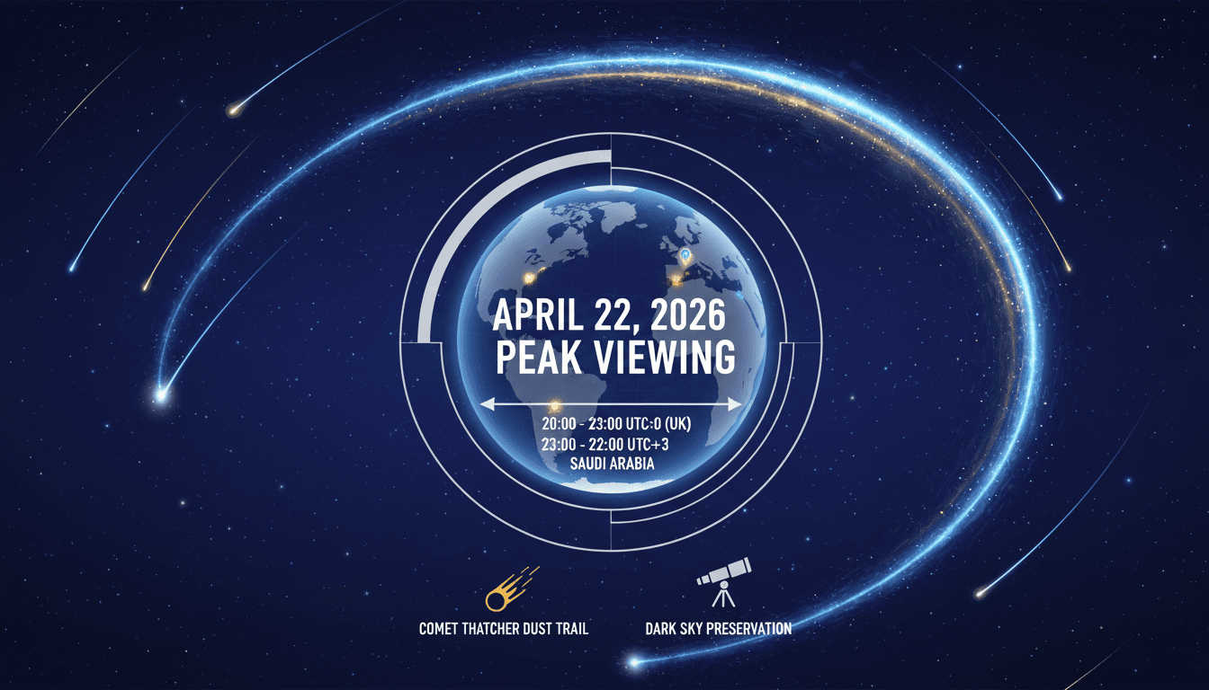 Lyrid meteor shower peaks with optimal viewing conditions on April 22, 2026