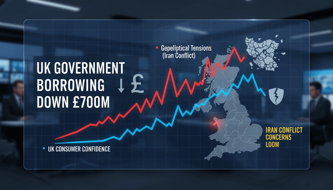 UK government borrowing decreases by £700 million amid Iran conflict concerns