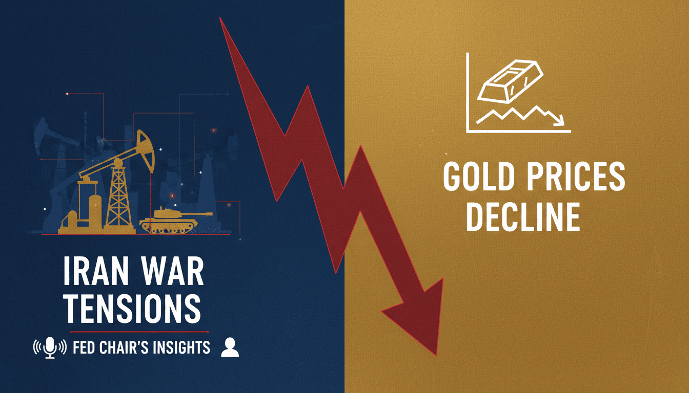 Gold prices decline as investors await Federal Reserve Chair's insights amid Iran war tensions
