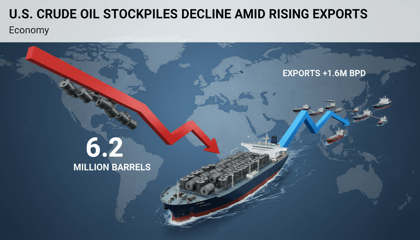 U.S. crude oil stockpiles decline by 6.2 million barrels amid rising exports