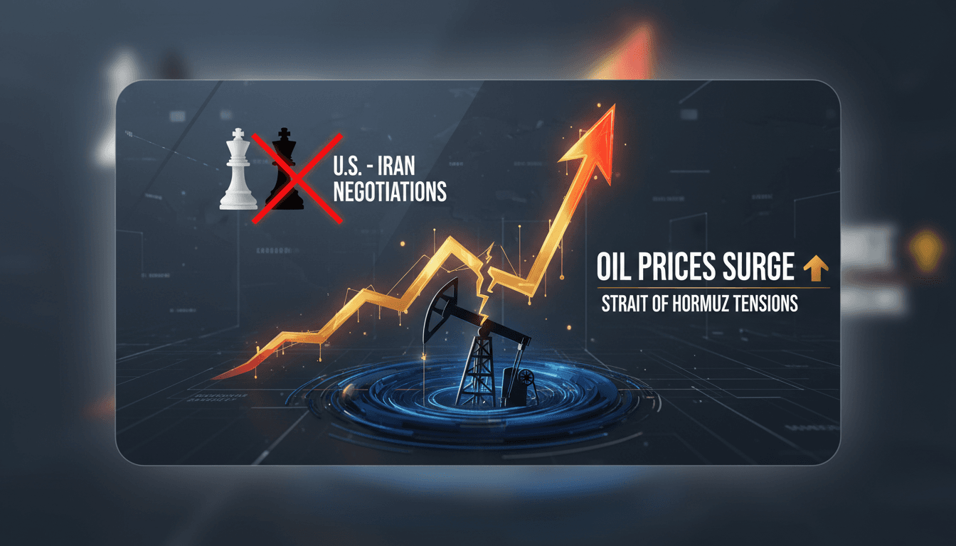 Oil prices surge amid stalled US-Iran negotiations and heightened tensions in the Strait of Hormuz