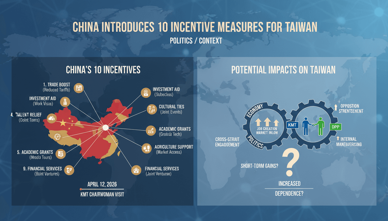 China Introduces 10 Incentive Measures for Taiwan After KMT Chairwoman's Visit