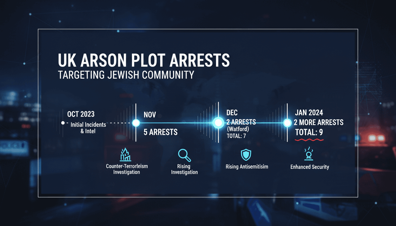 Nine arrests made in UK arson plot targeting Jewish community