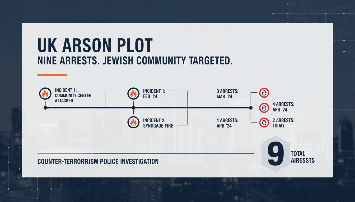 Nine arrests made in UK arson plot targeting Jewish community venues