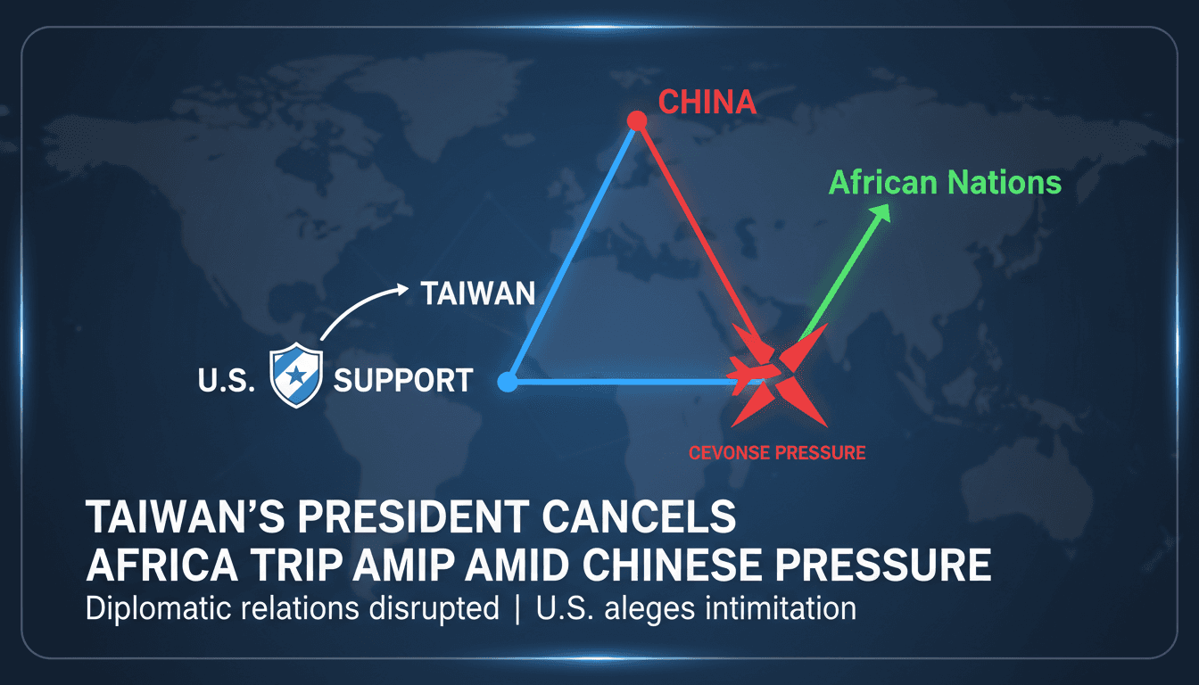 Taiwan's President Cancels Africa Trip Amid Chinese Pressure