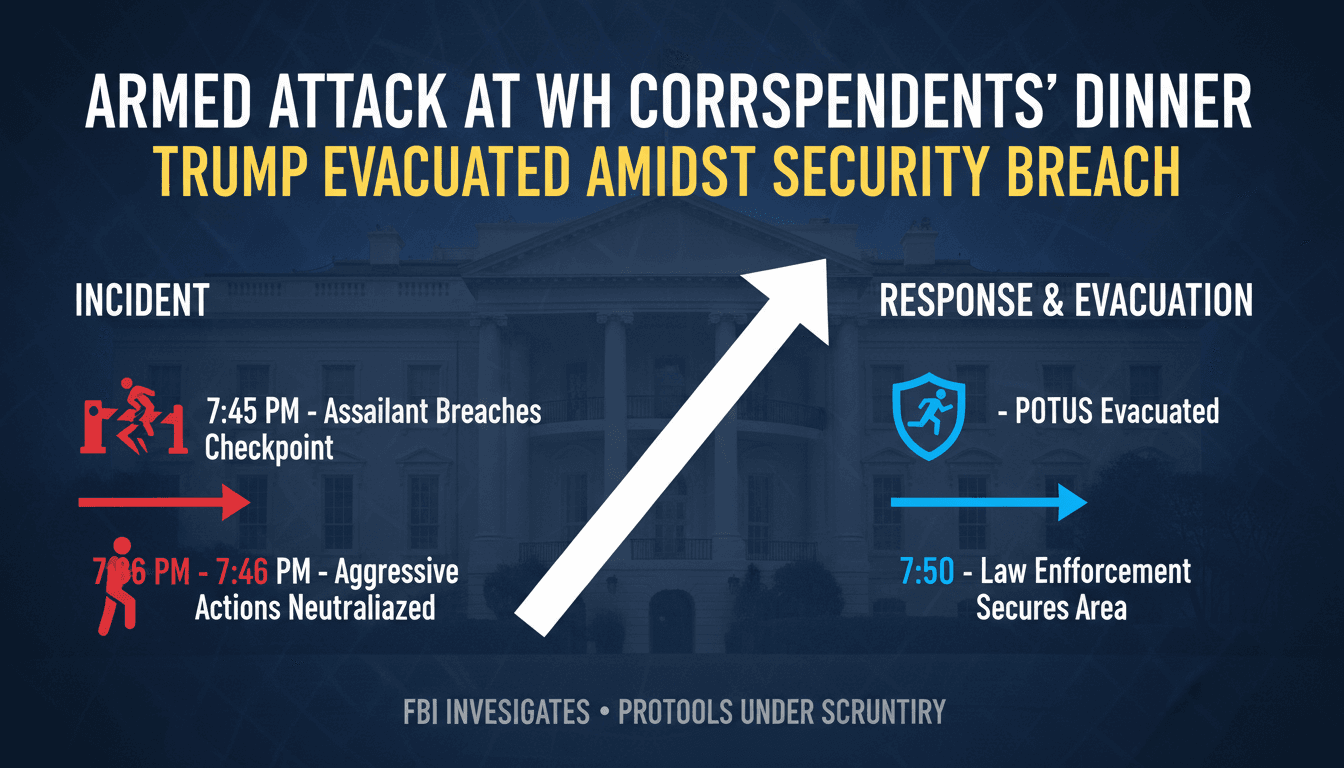 Armed Attack at White House Correspondents' Dinner Leads to President Trump's Evacuation