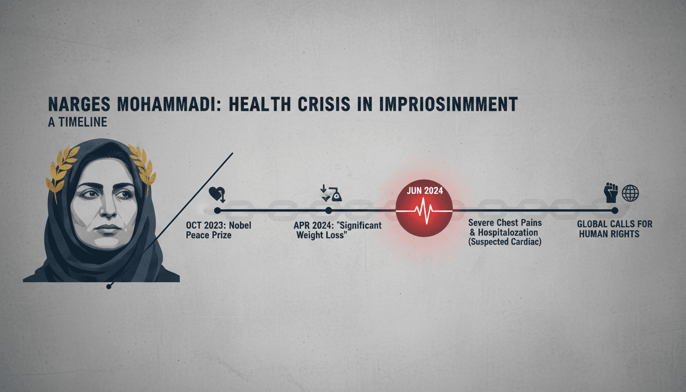 Nobel laureate Narges Mohammadi hospitalized amid health crisis in Iranian prison