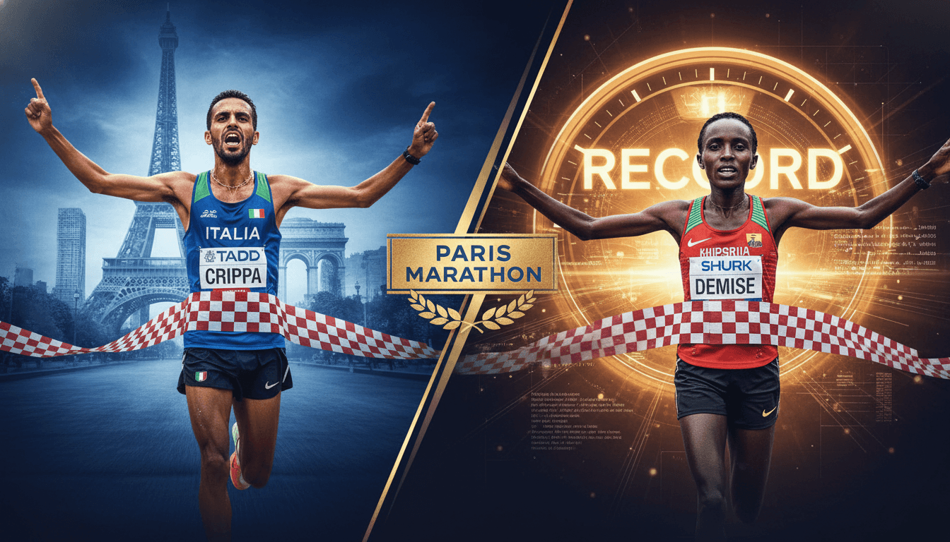 Yemaneberhan Crippa wins first Italian title at Paris Marathon while Shure Demise sets new women's course record