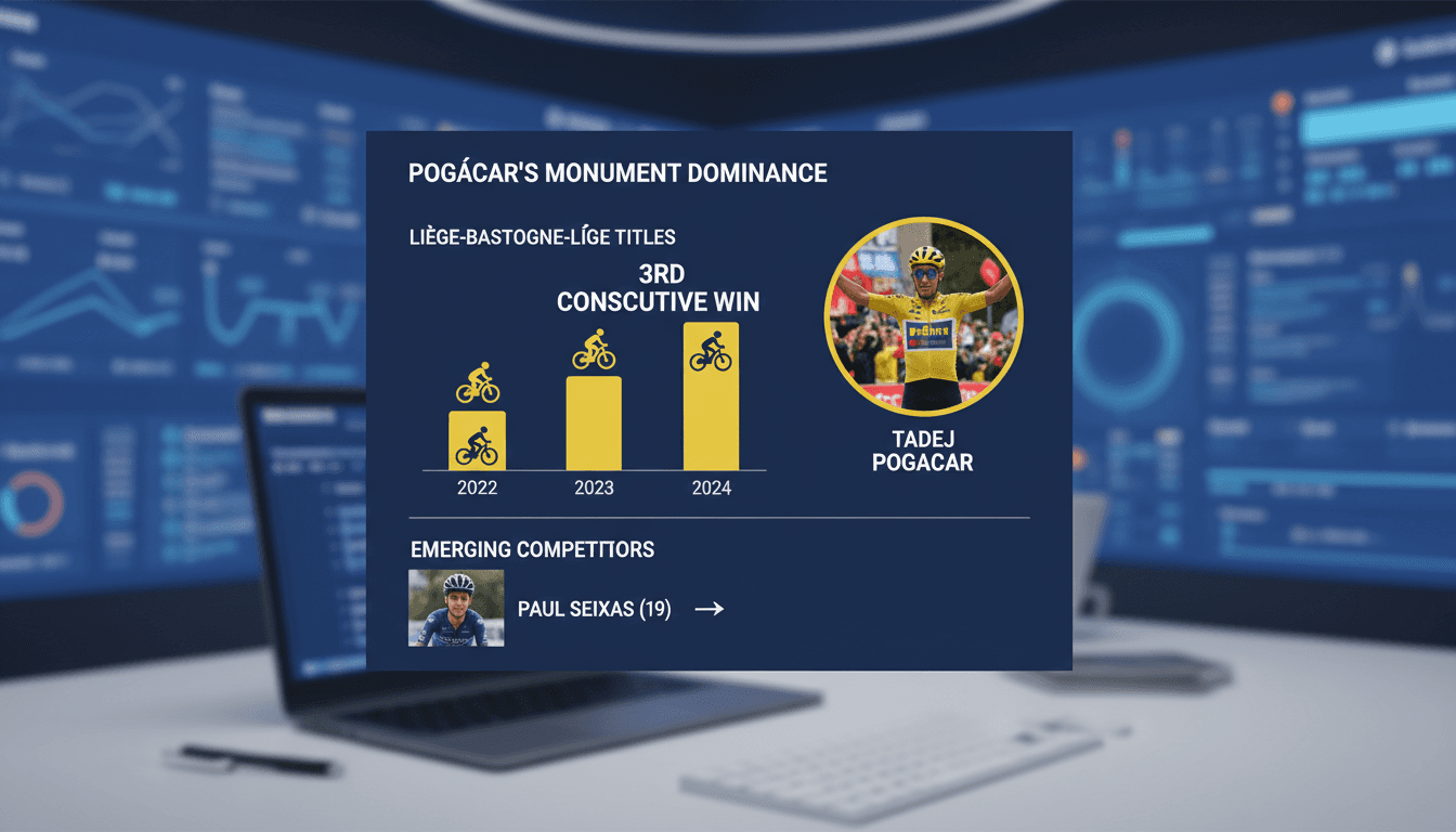 Tadej Pogacar wins third consecutive Liège-Bastogne-Liège title