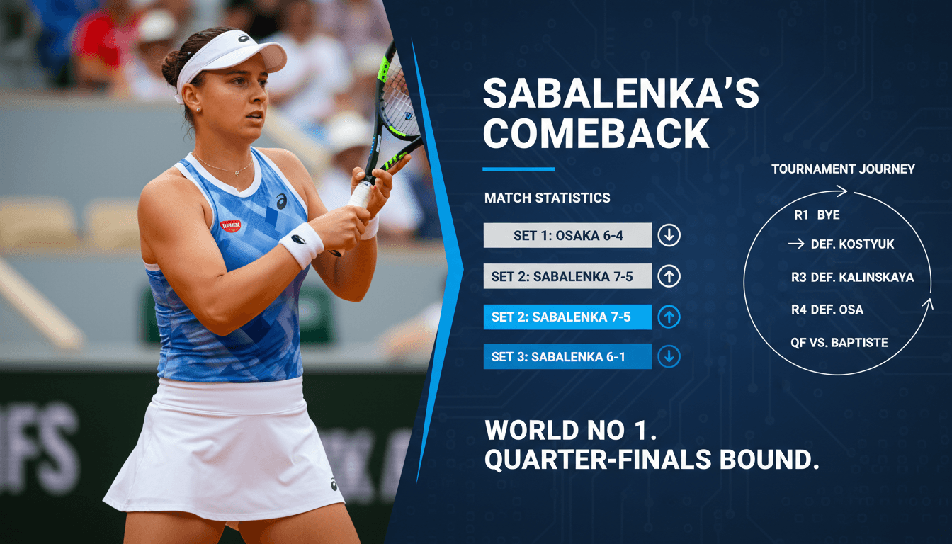 Aryna Sabalenka defeats Naomi Osaka to reach Madrid Open quarter-finals