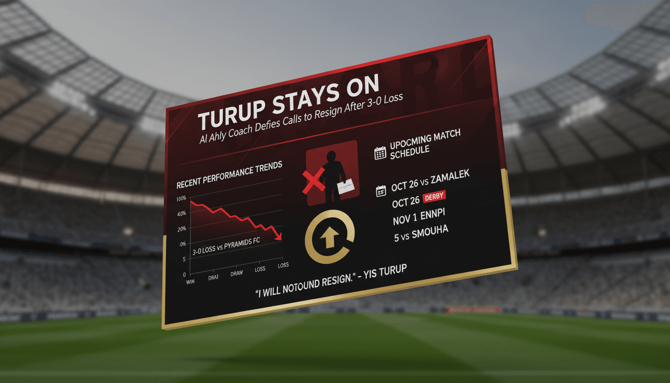 Al Ahly coach Yis Turup remains in position after 3-0 defeat to Pyramids FC