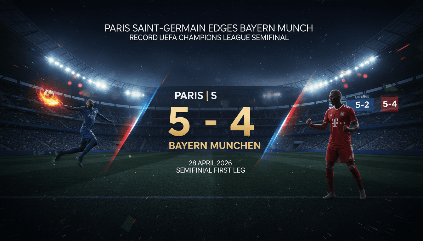 Paris Saint-Germain edges Bayern Munich 5-4 in record UEFA Champions League semifinal first leg