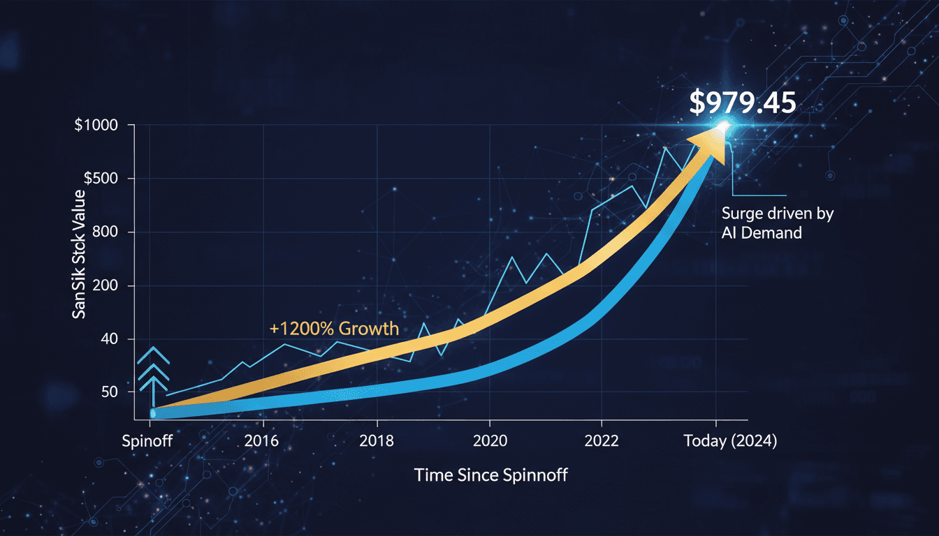 SanDisk stock surges over 1,200% since spinoff amid AI demand for memory chips