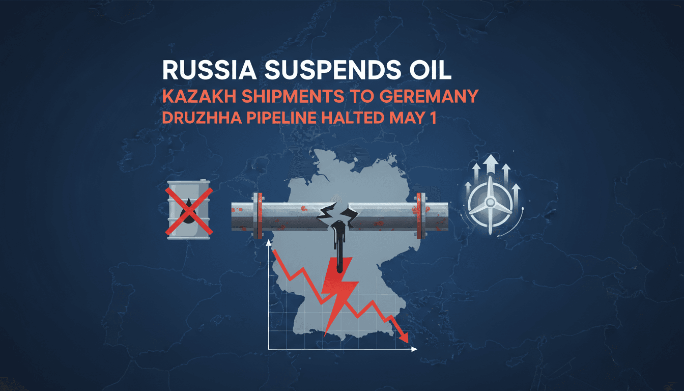 Russia suspends Kazakh oil shipments to Germany via Druzhba pipeline