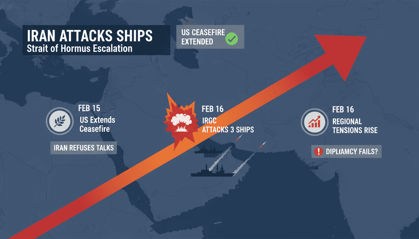 Iran Attacks Ships in Strait of Hormuz Following US Ceasefire Extension