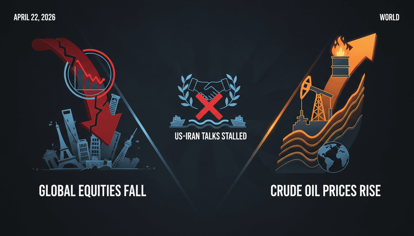 Global equities fall as crude oil prices rise amid stalled US-Iran peace talks