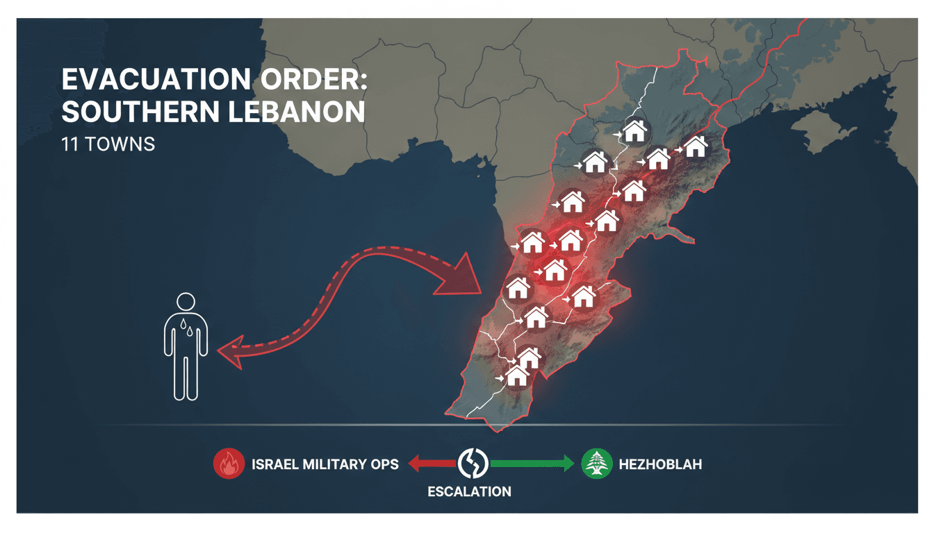 Israel orders evacuation of 11 towns in southern Lebanon amid military operations against Hezbollah